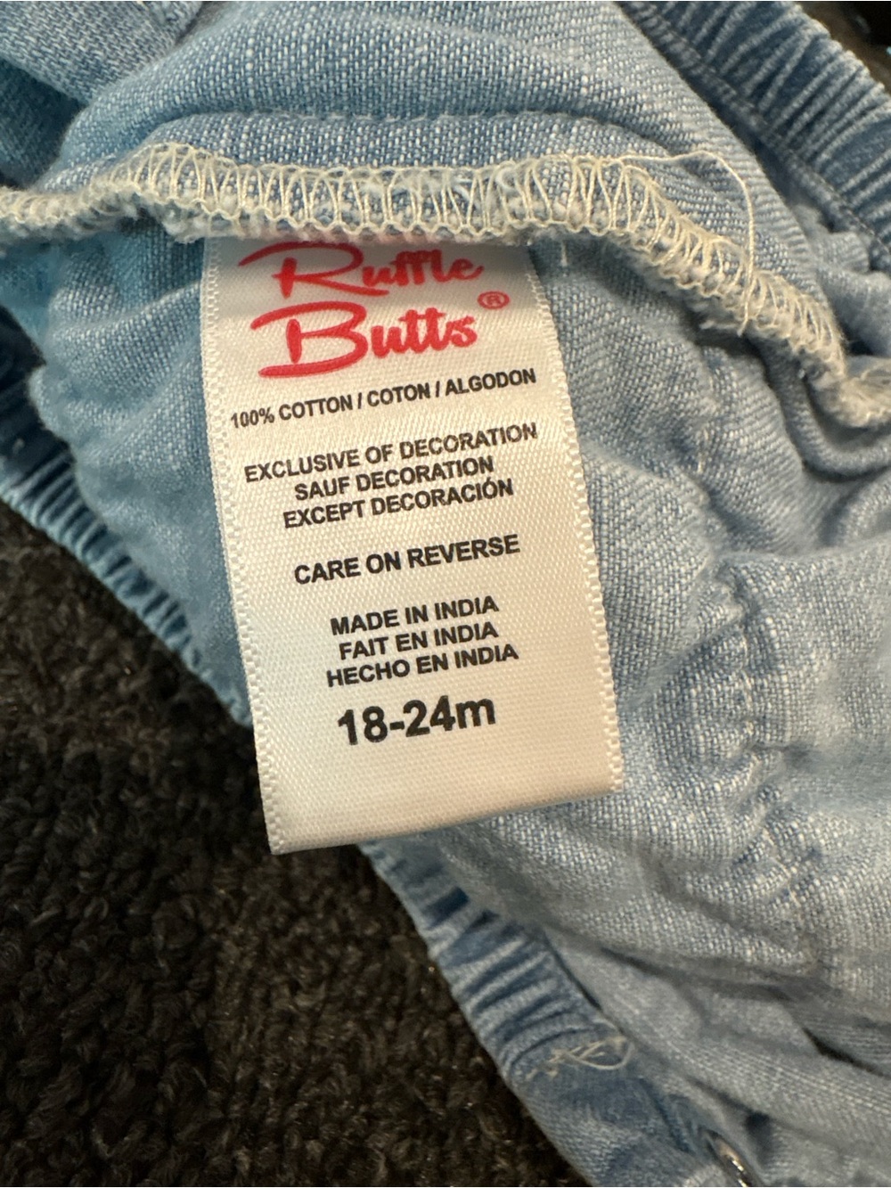 Ruffle Butts Light Blue Denim Ruffle-Trim Long-Sleeve Romper - Picture 5 of 6